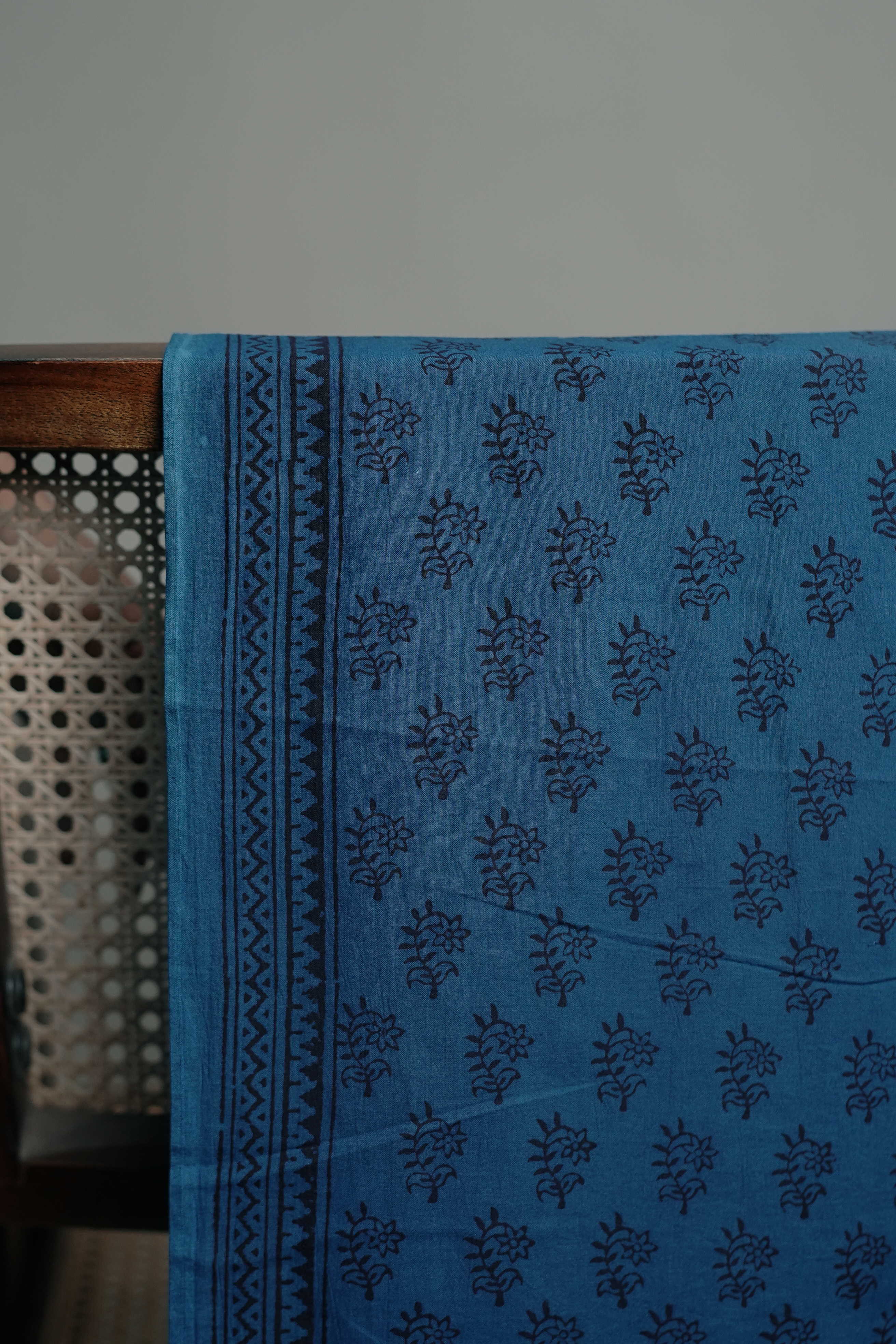Darker Blue Bagh Cotton Fabric - Image 3