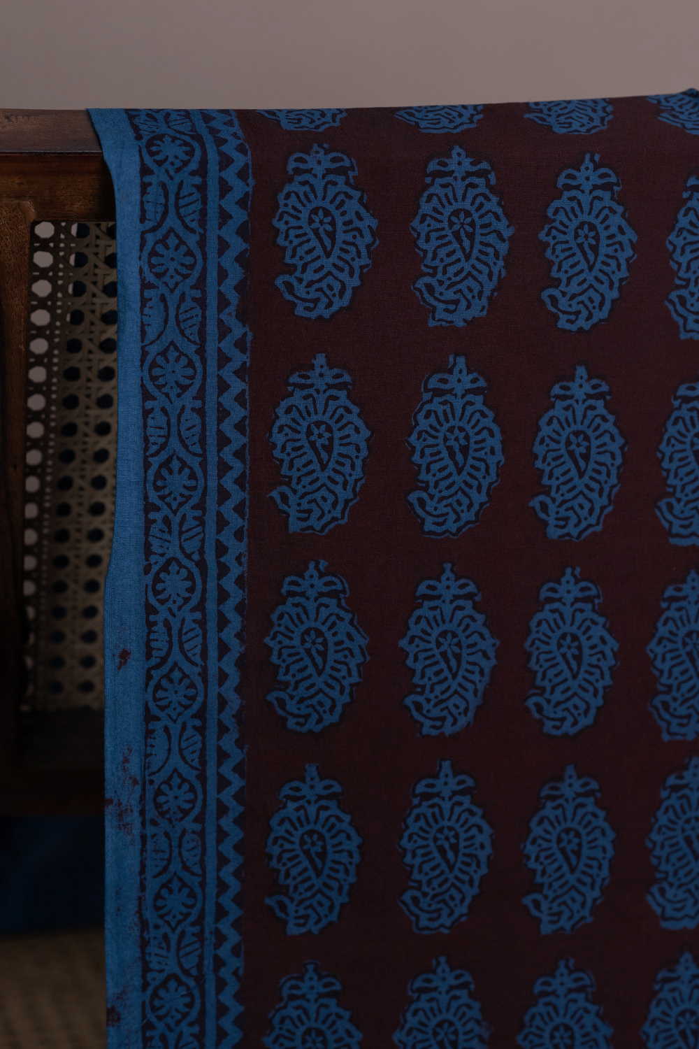 Paisley on Blue Bagh Cotton Fabric - Image 2