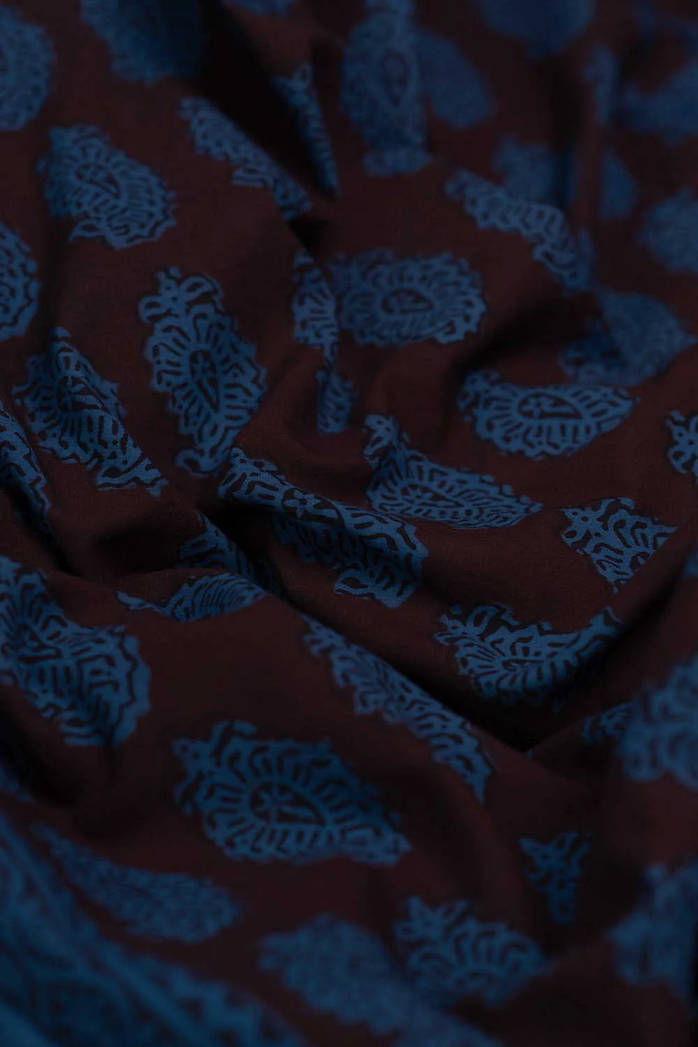 Paisley on Blue Bagh Cotton Fabric - Image 3