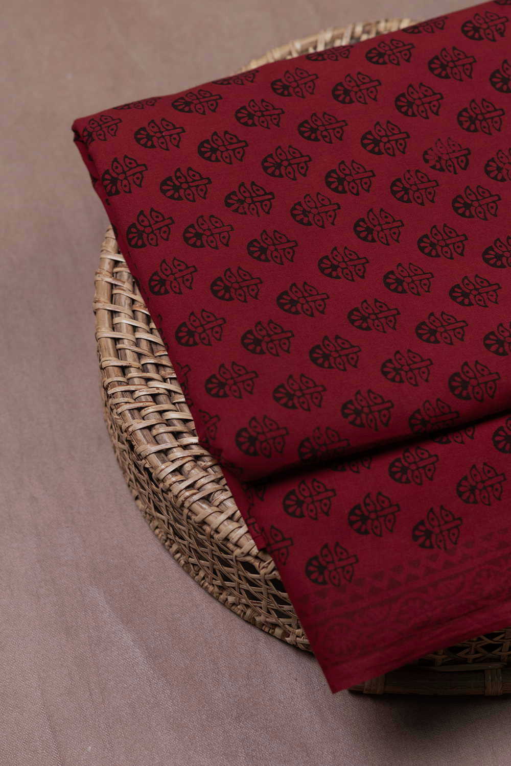 Flower Motif With Maroon Bagh Cotton Fabric