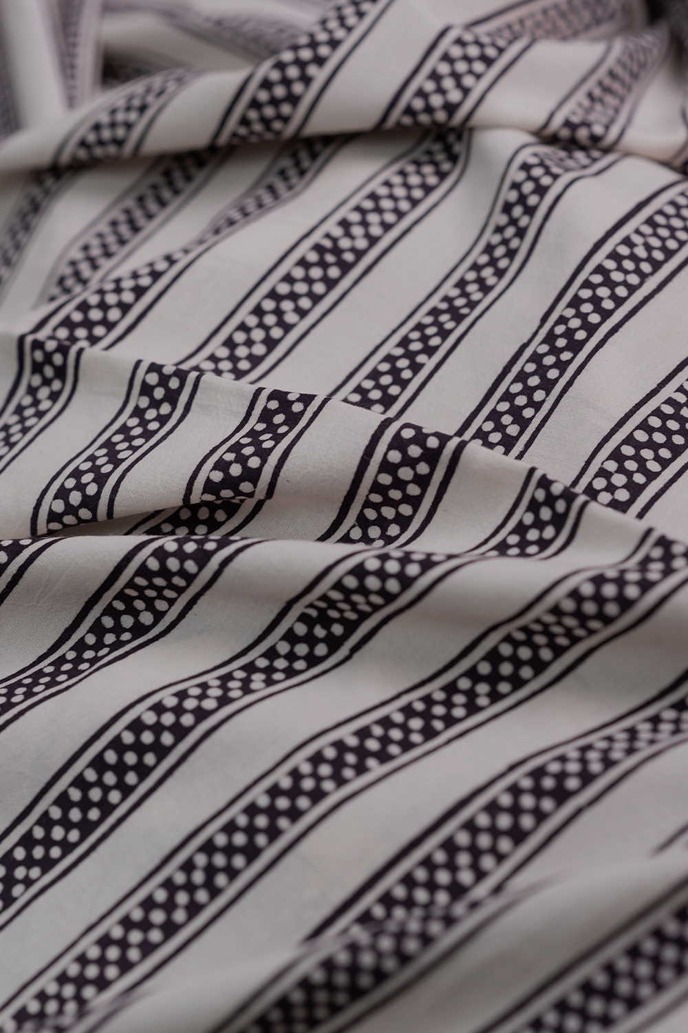 Cream With Linear Foliage Bagh Cotton Fabric - Image 3