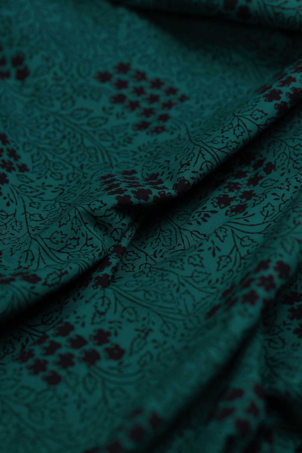 Teal Botanical Bloom Bagh Cotton Fabric - Image 3