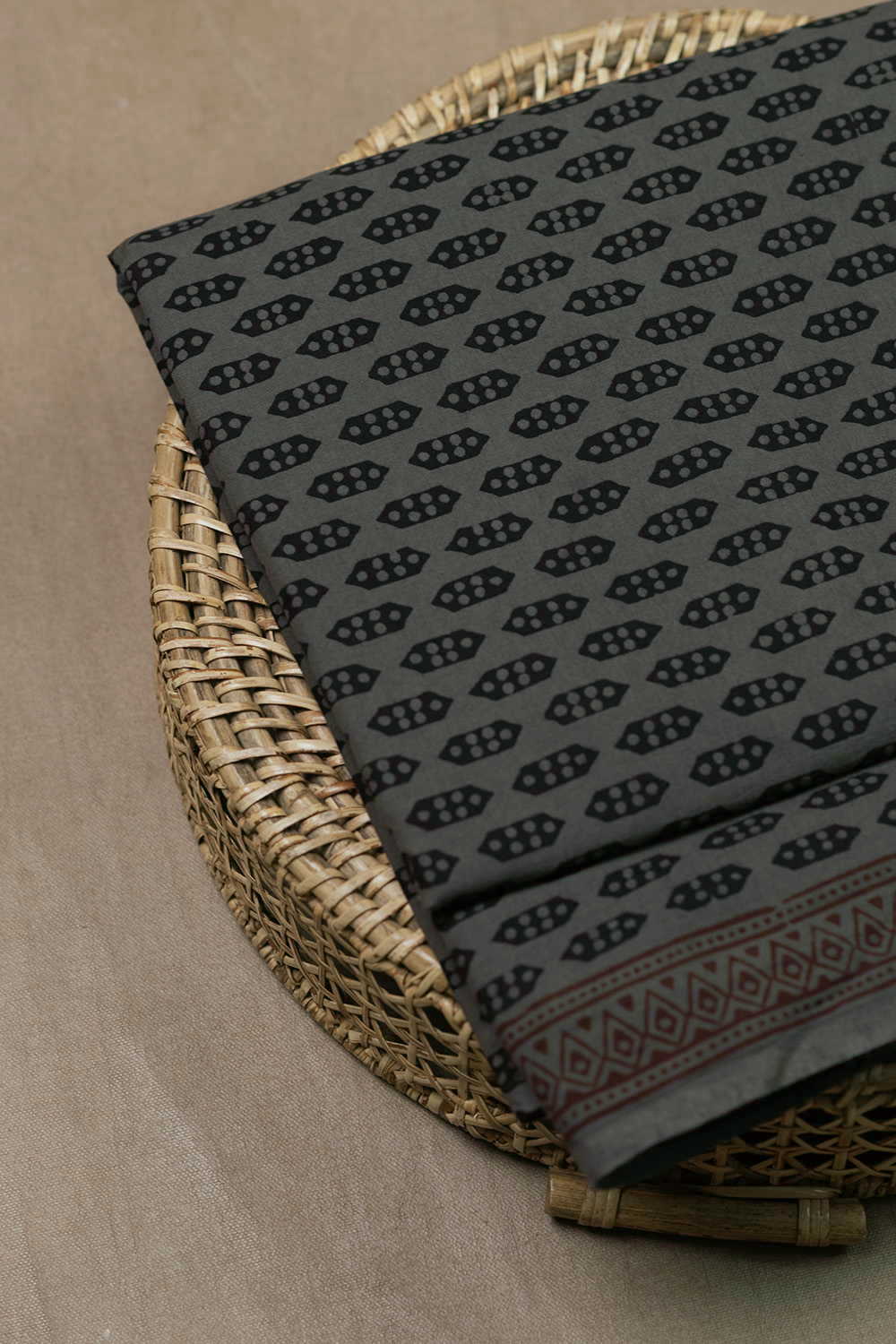 Darker Grey Bagh Cotton Fabric