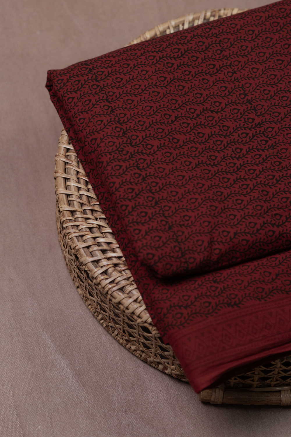 Linear Design on Maroon Bagh Cotton Fabric