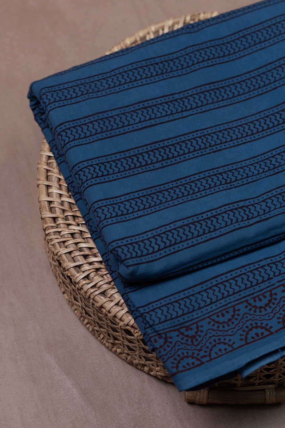 Stripes on Blue Bagh Cotton Fabric