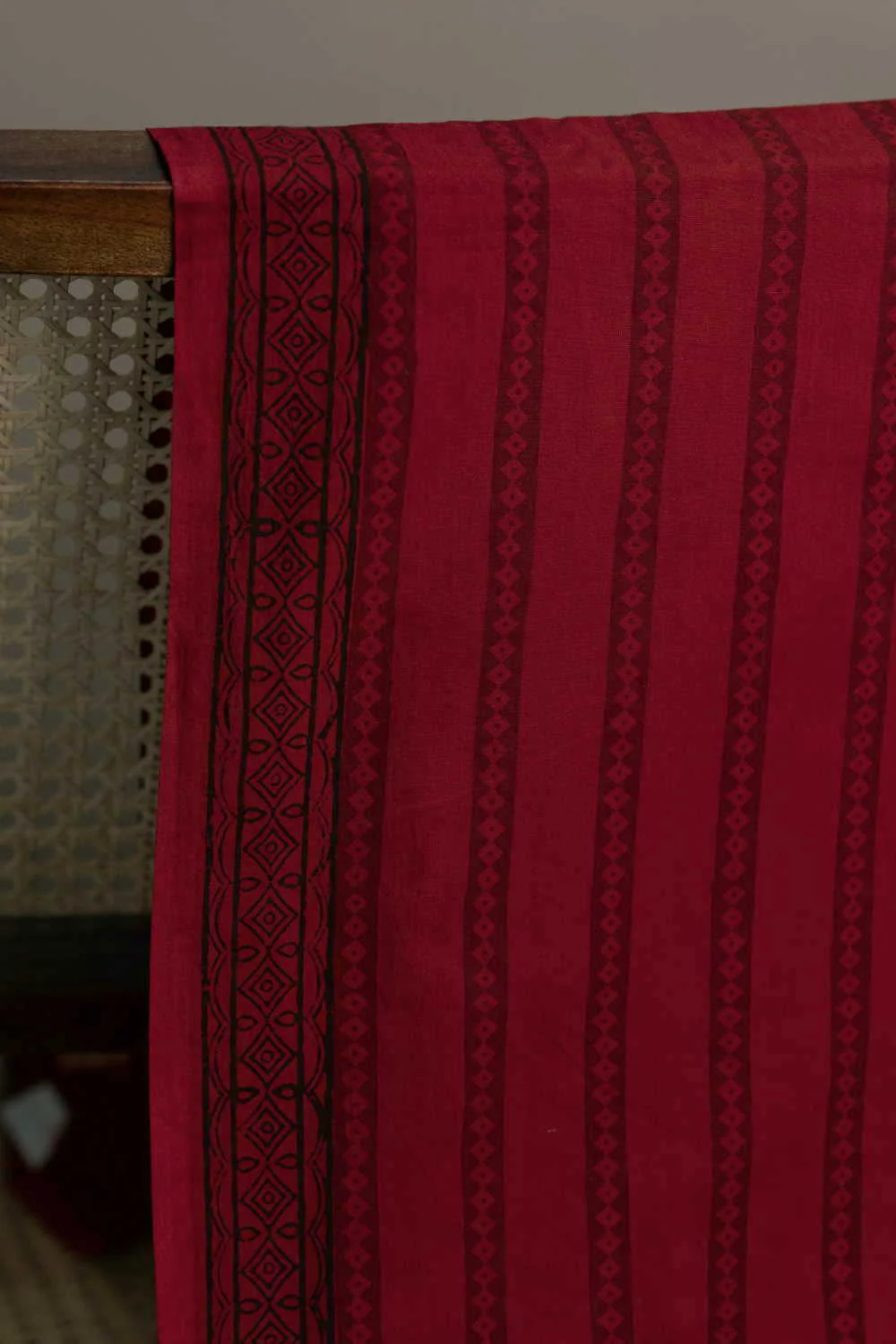 Lines on Maroon Bagh Cotton Fabric