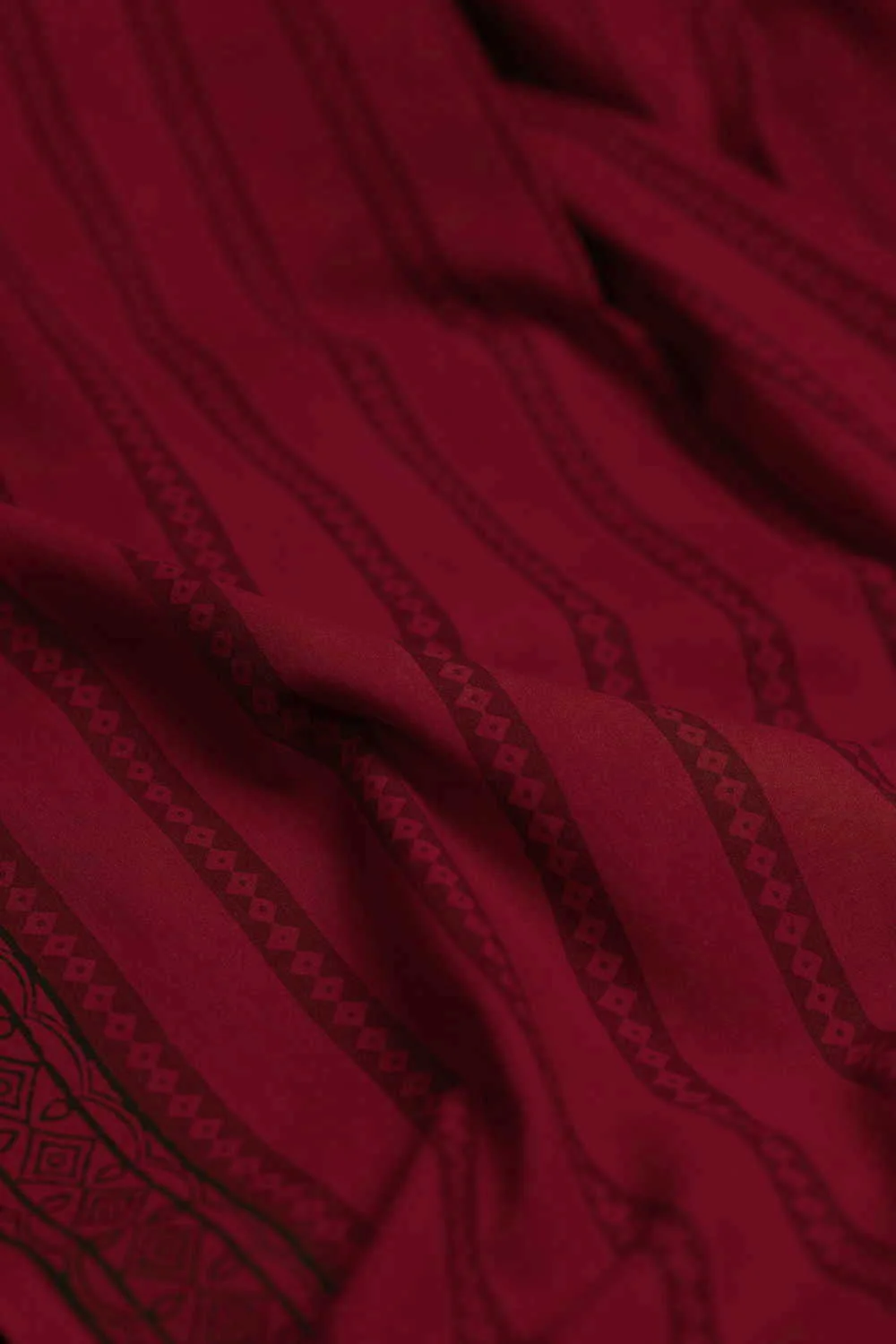 Lines on Maroon Bagh Cotton Fabric - Image 2