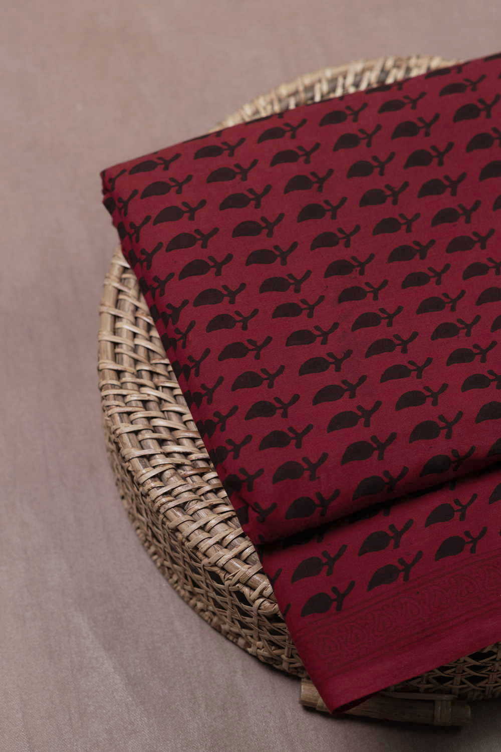 Classic Butta on Maroon Bagh Cotton Fabric - Image 3