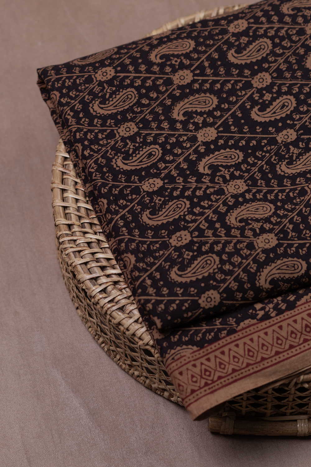 Diamond Grid Bagh Cotton Fabric
