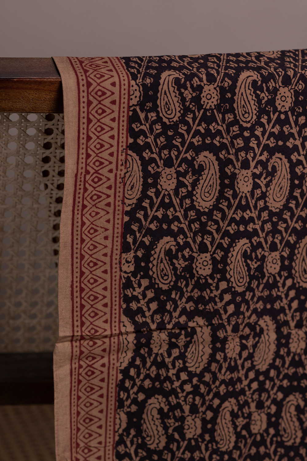 Diamond Grid Bagh Cotton Fabric - Image 2