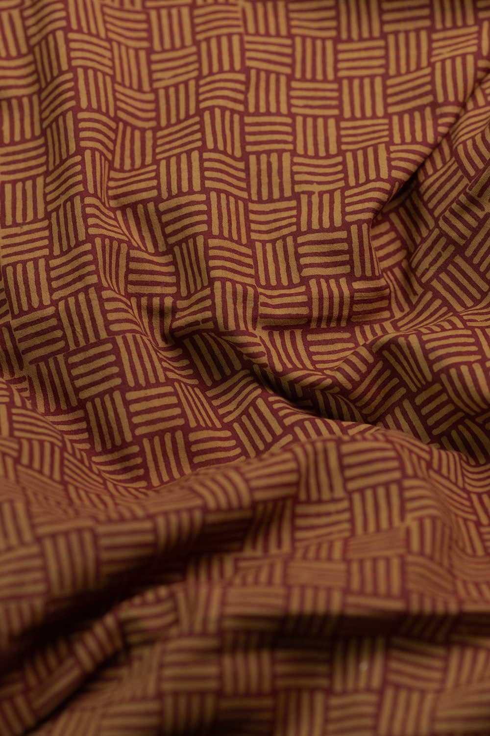 Maroon Pattern on Yellow Bagh Cotton Fabric - Image 2