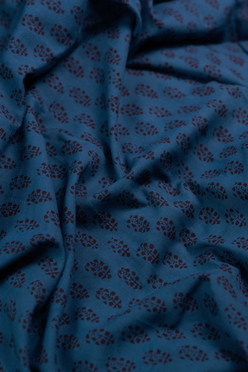 Little Motifs on Blue Bagh Cotton Fabric - Image 2