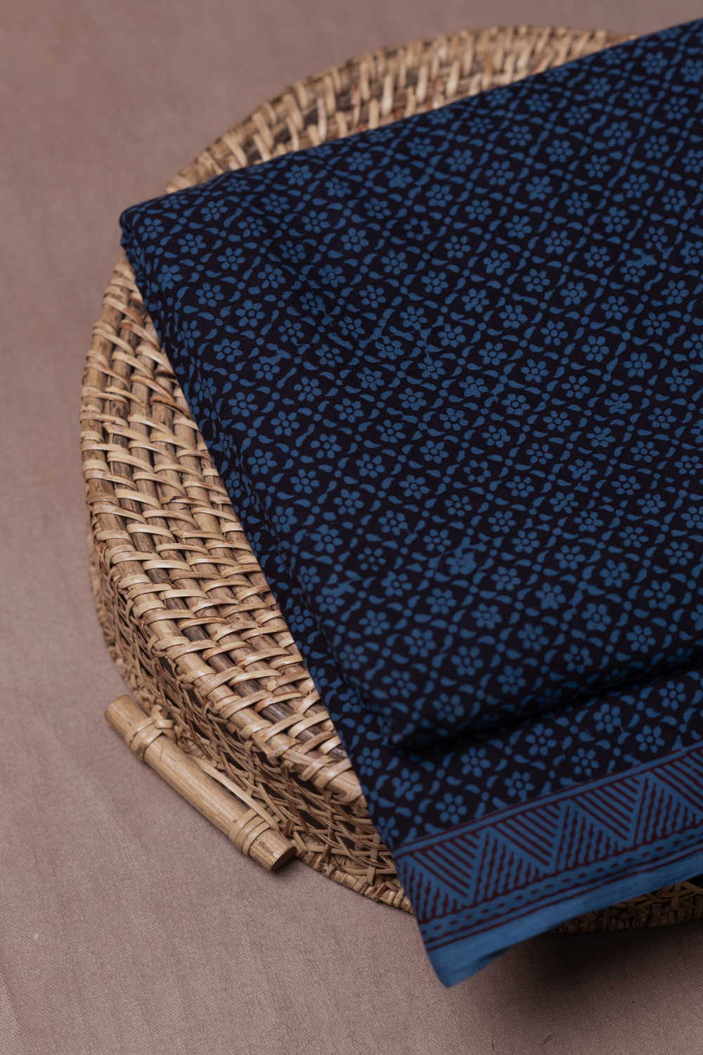 Blue Patterns Bagh Cotton Fabric