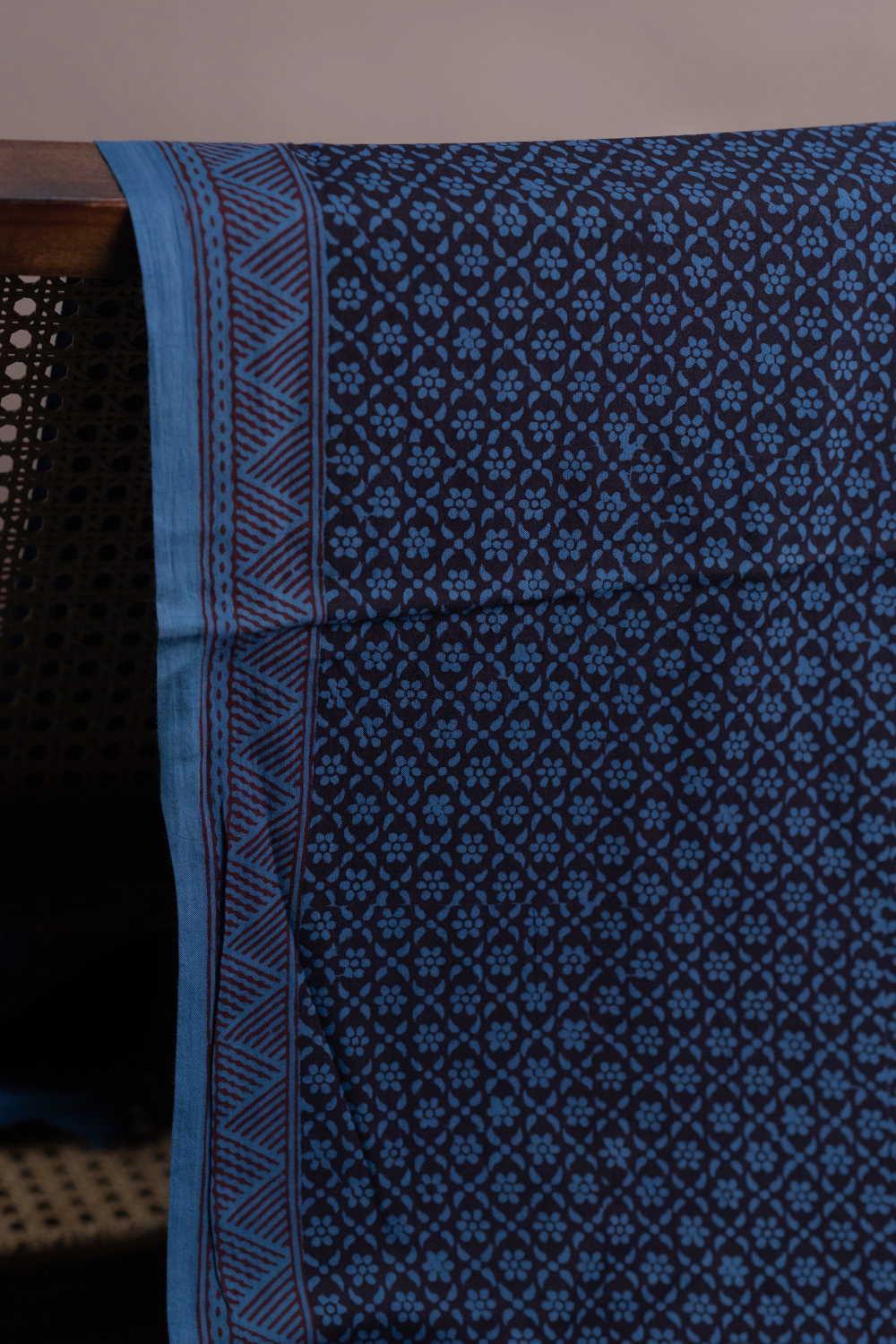 Blue Patterns Bagh Cotton Fabric - Image 3