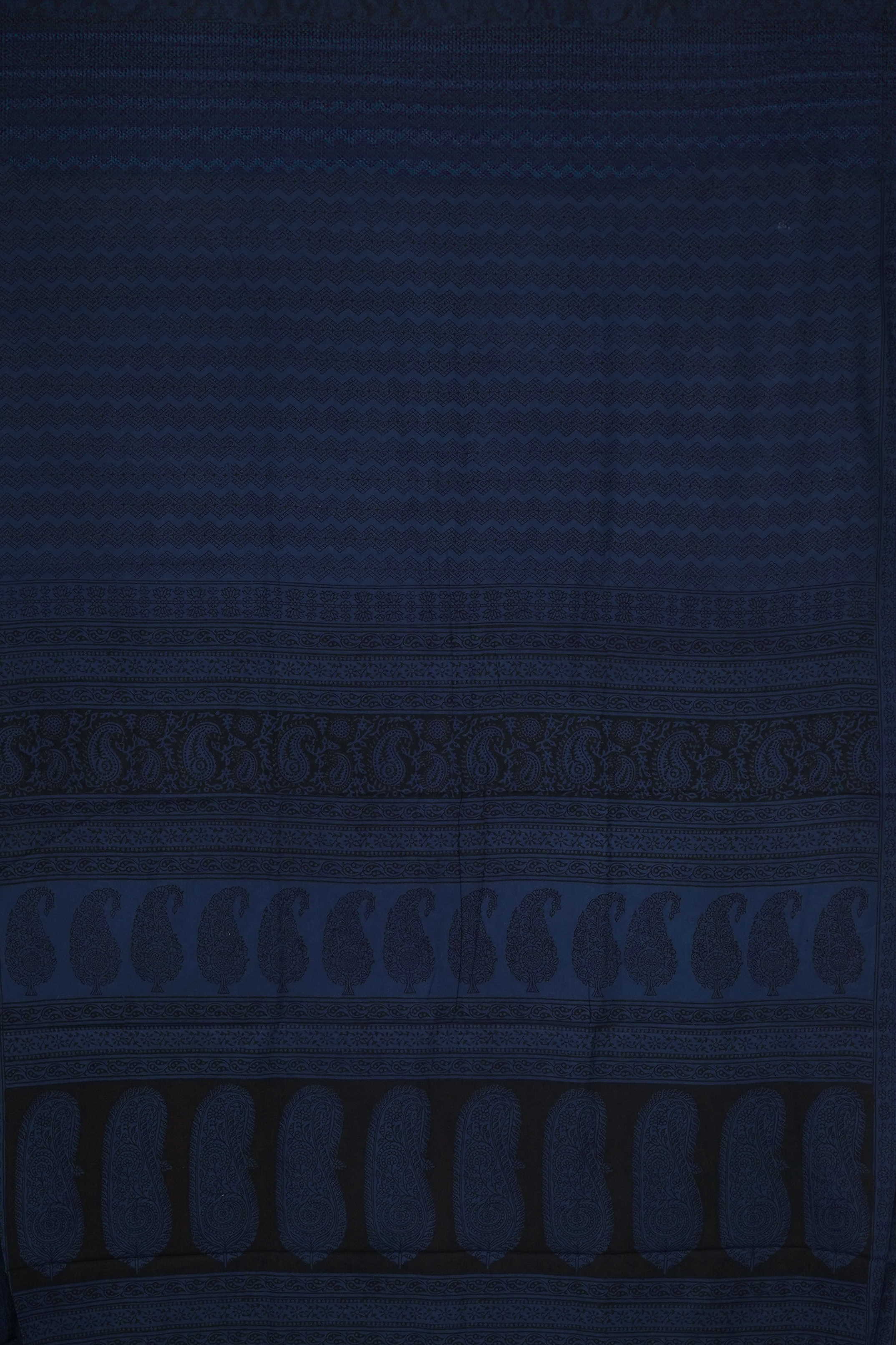 Patterned on Blue Bagh Cotton saree - Image 2