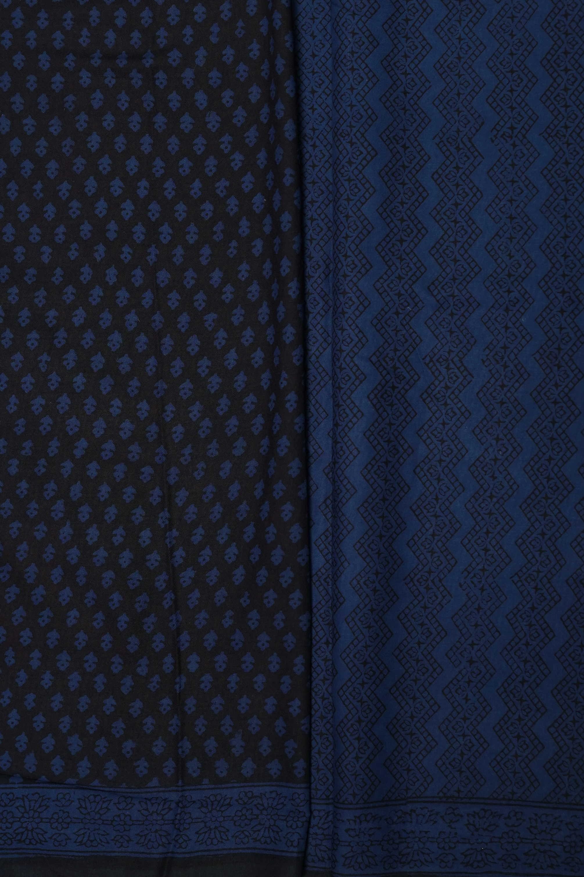 Patterned on Blue Bagh Cotton saree - Image 4