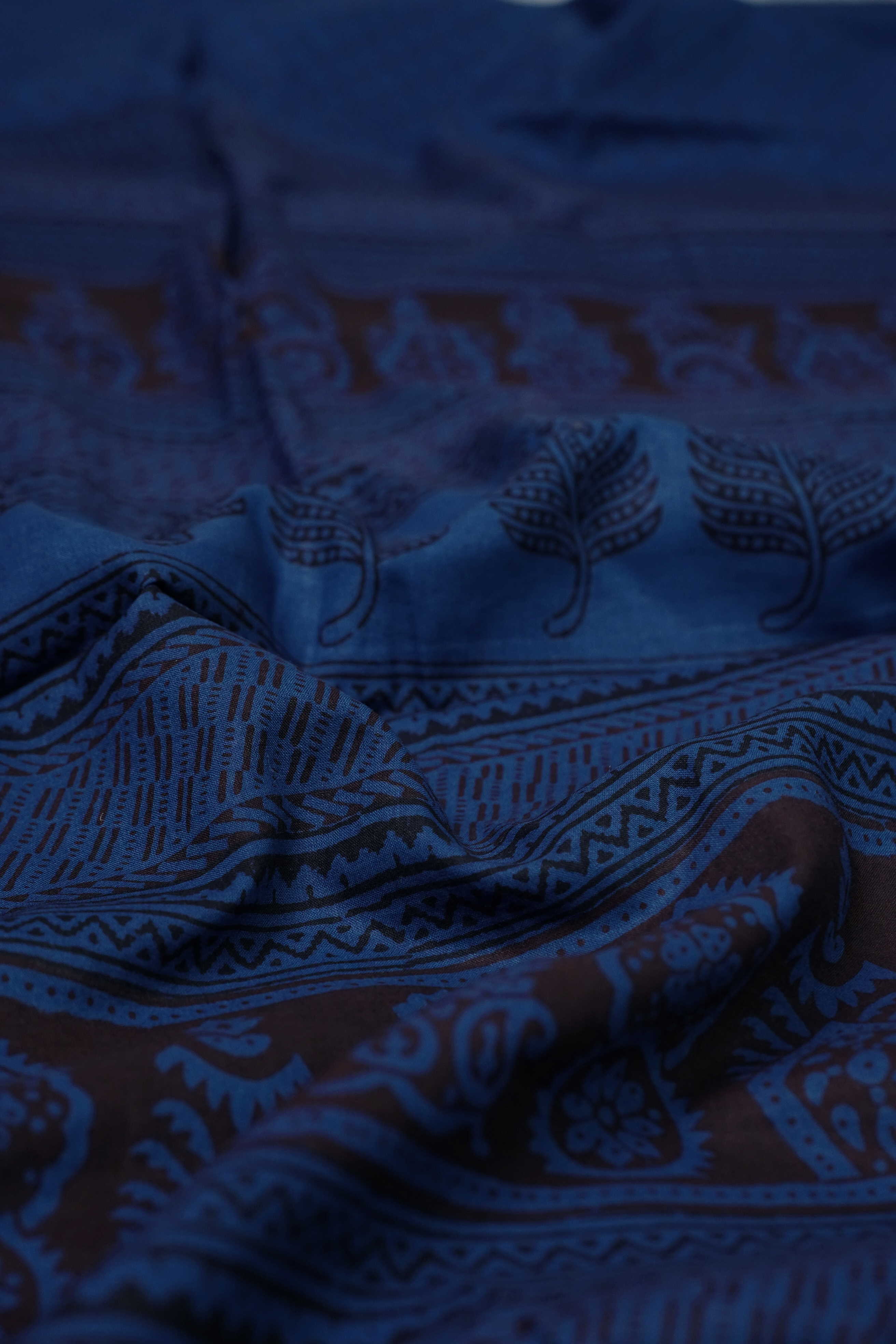 Poppy Blue Bagh Cotton saree - Image 3