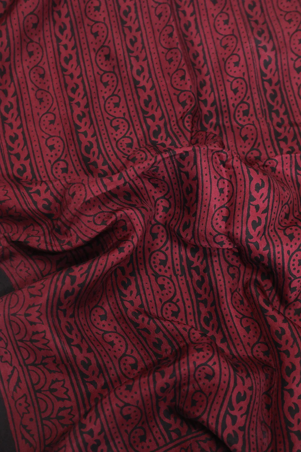 Black Stripe Patterned on Maroon Bagh Silk Scarves - Image 3