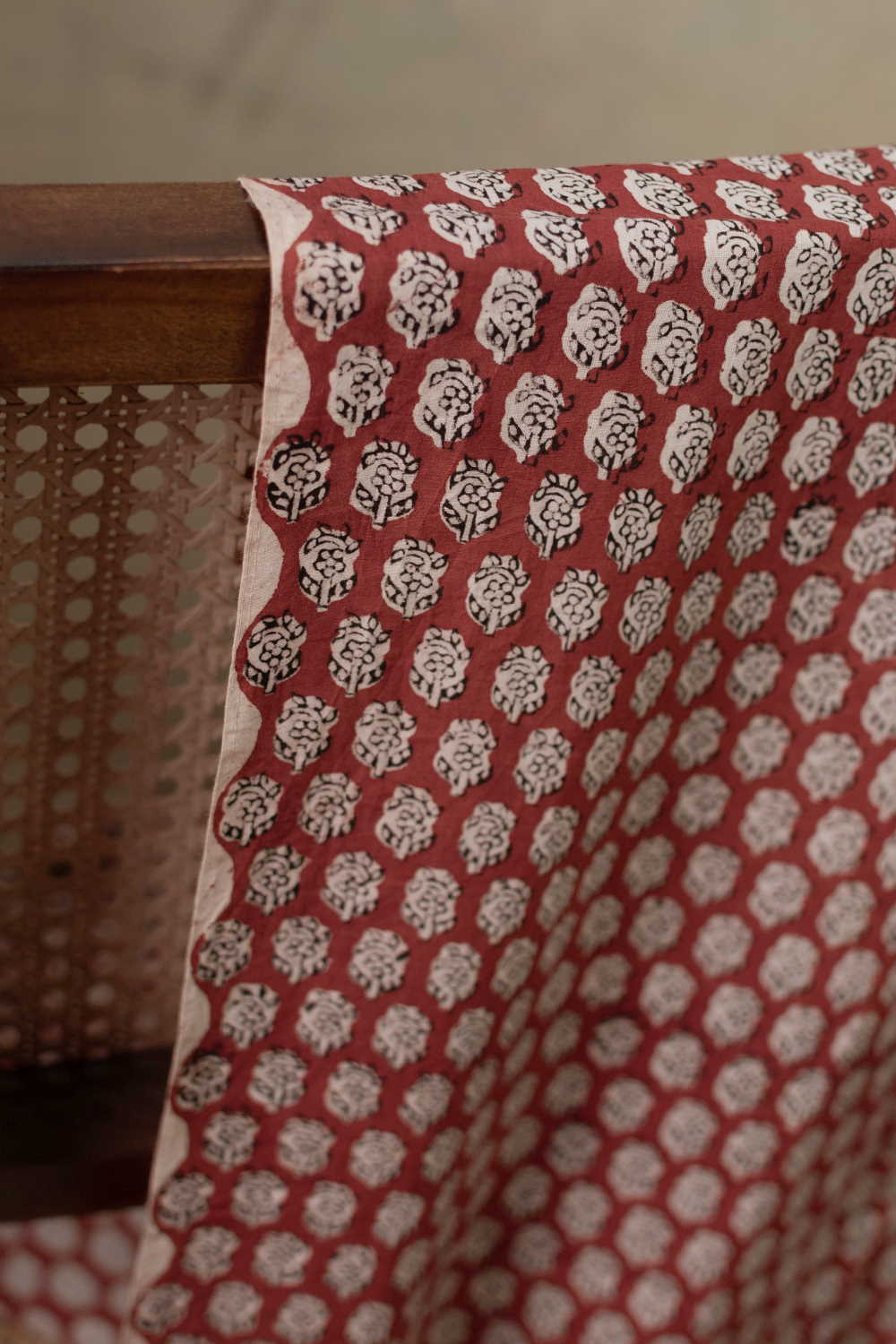 Little Florets on Maroon Bagru Cotton Fabric