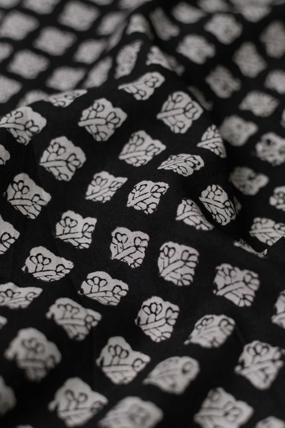 Pitch Black Bagru Cotton Fabric - Image 3