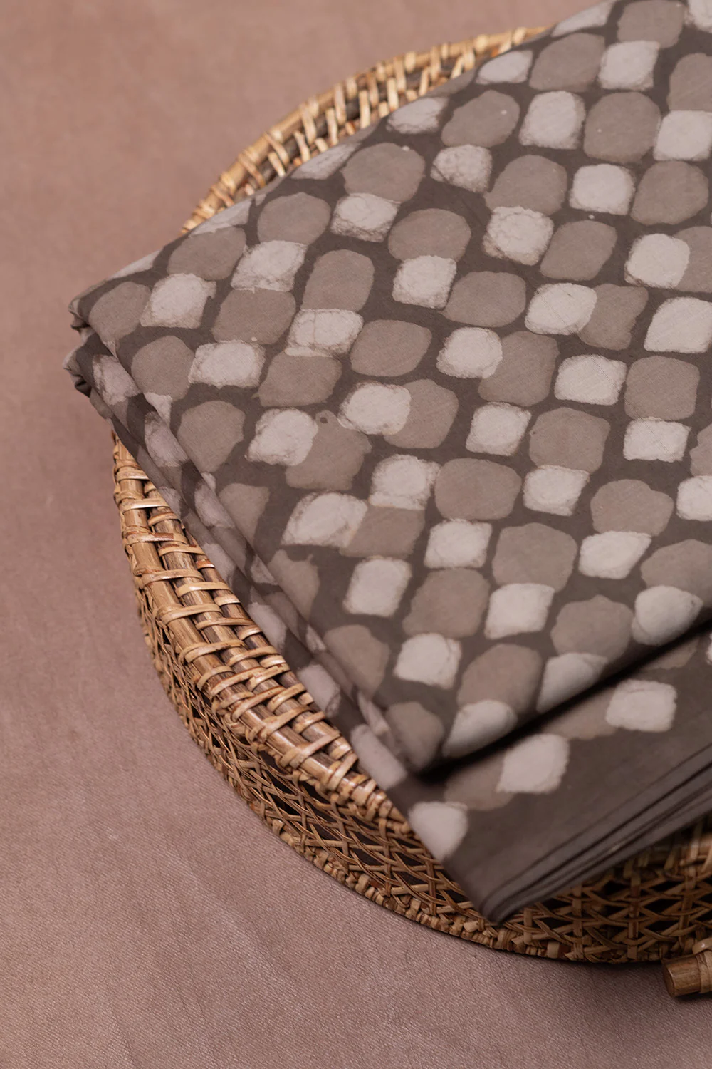 Grey Motifs Dabu Cotton Fabric - Image 3