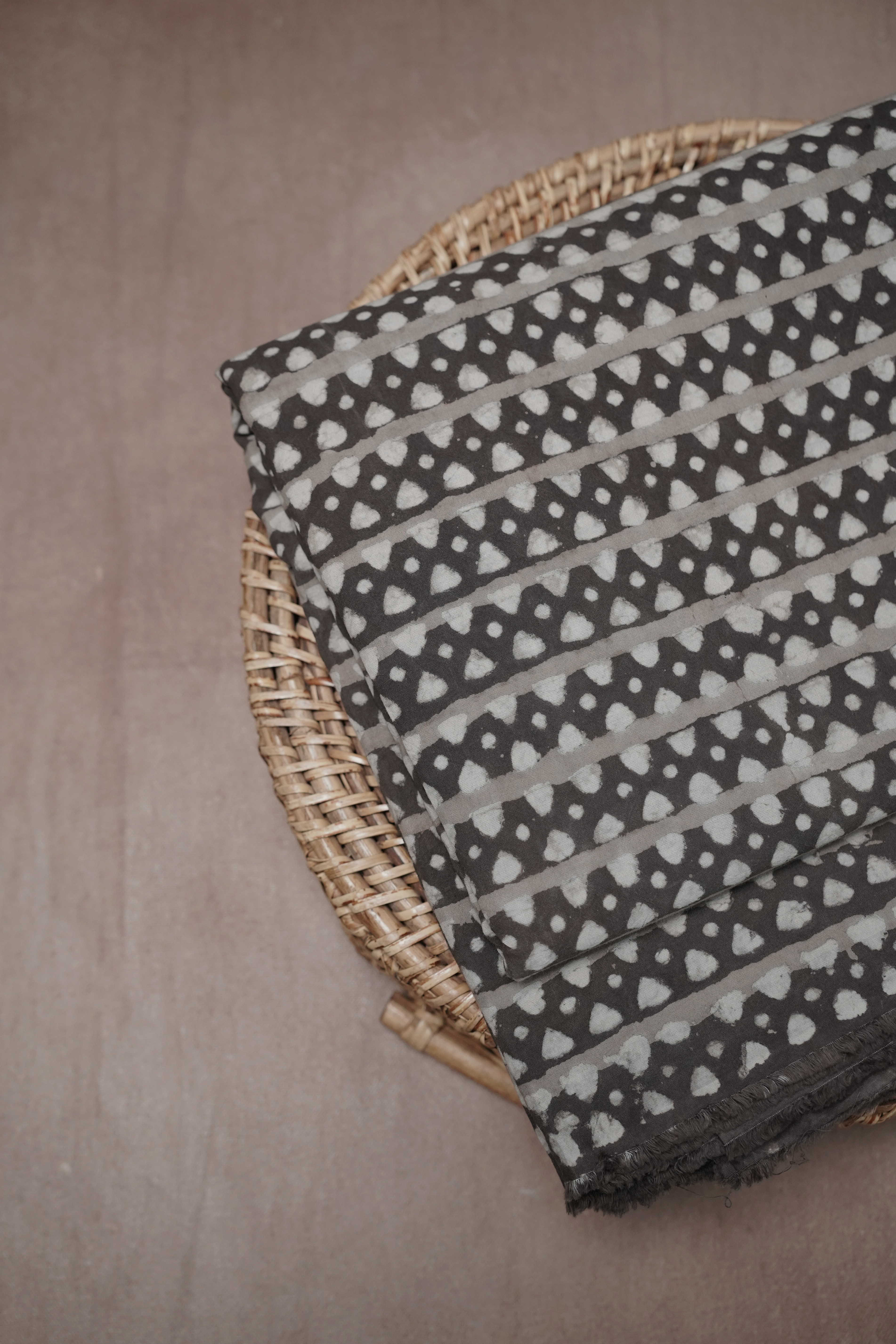 Grey Dabu Cotton Fabric