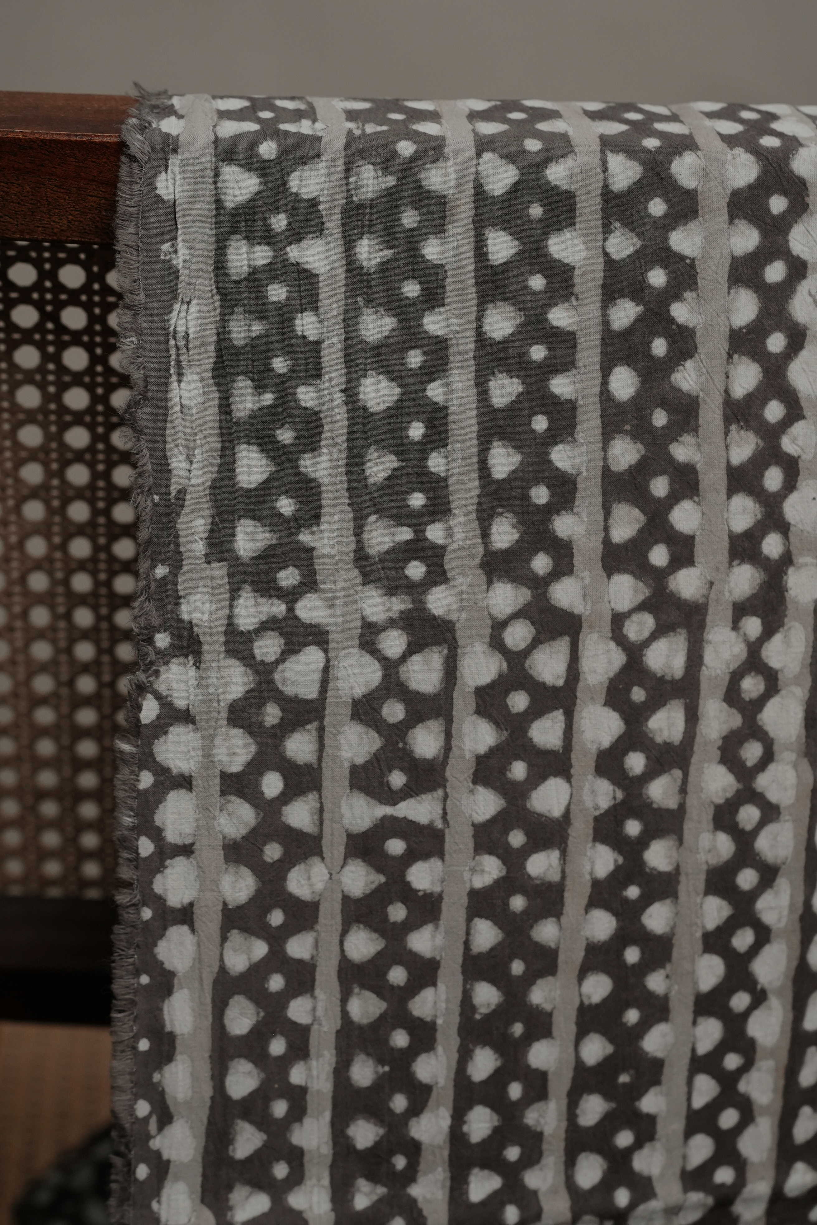 Grey Dabu Cotton Fabric - Image 3
