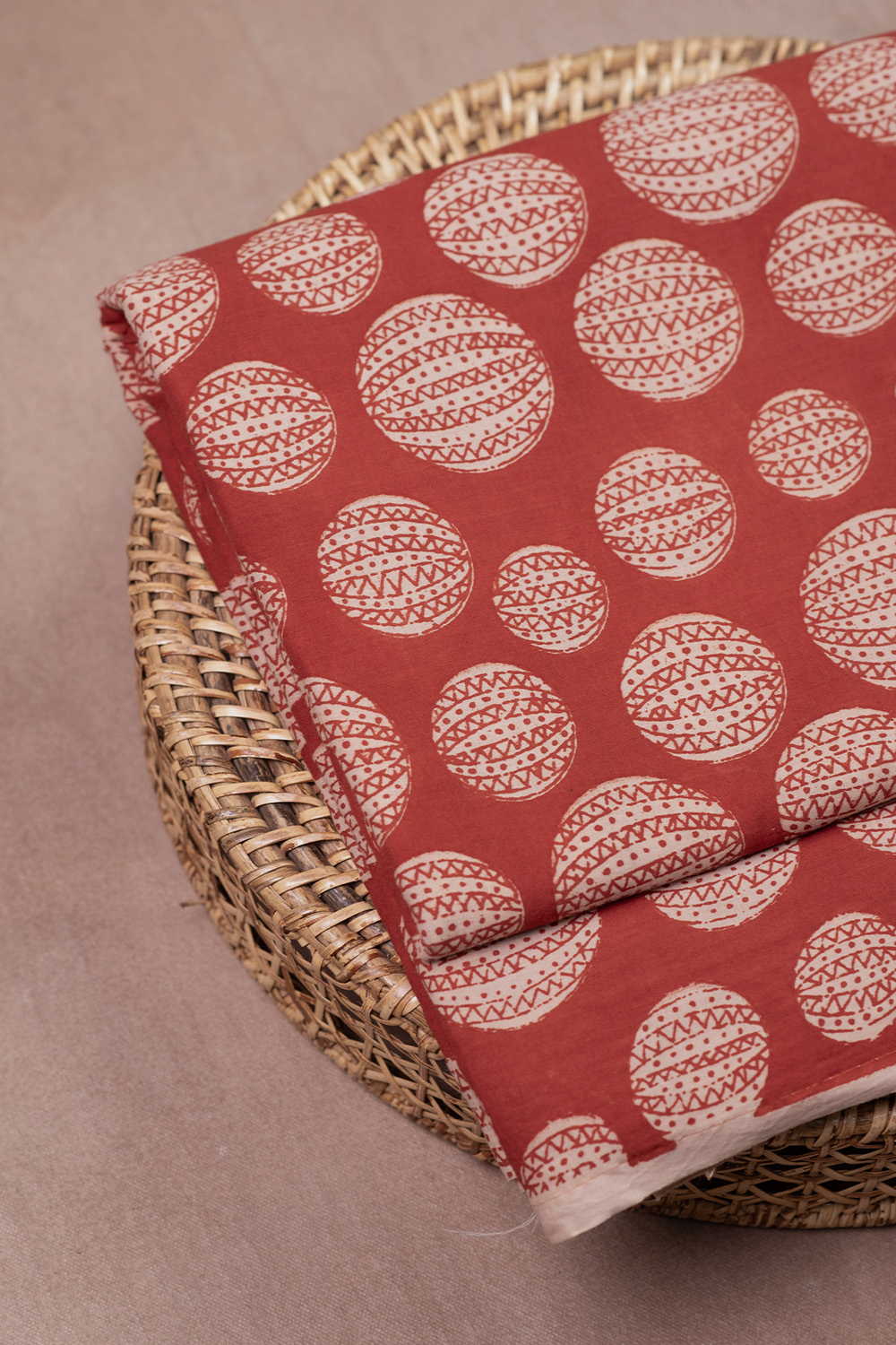 Maroon Lanterns Bagru Cotton Fabric