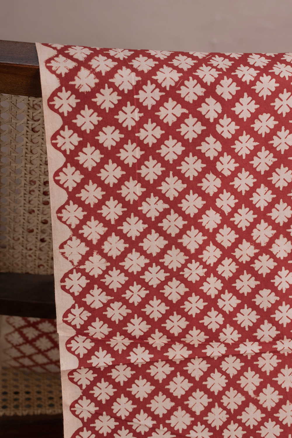 Rust Maroon Bagru Cotton Fabric