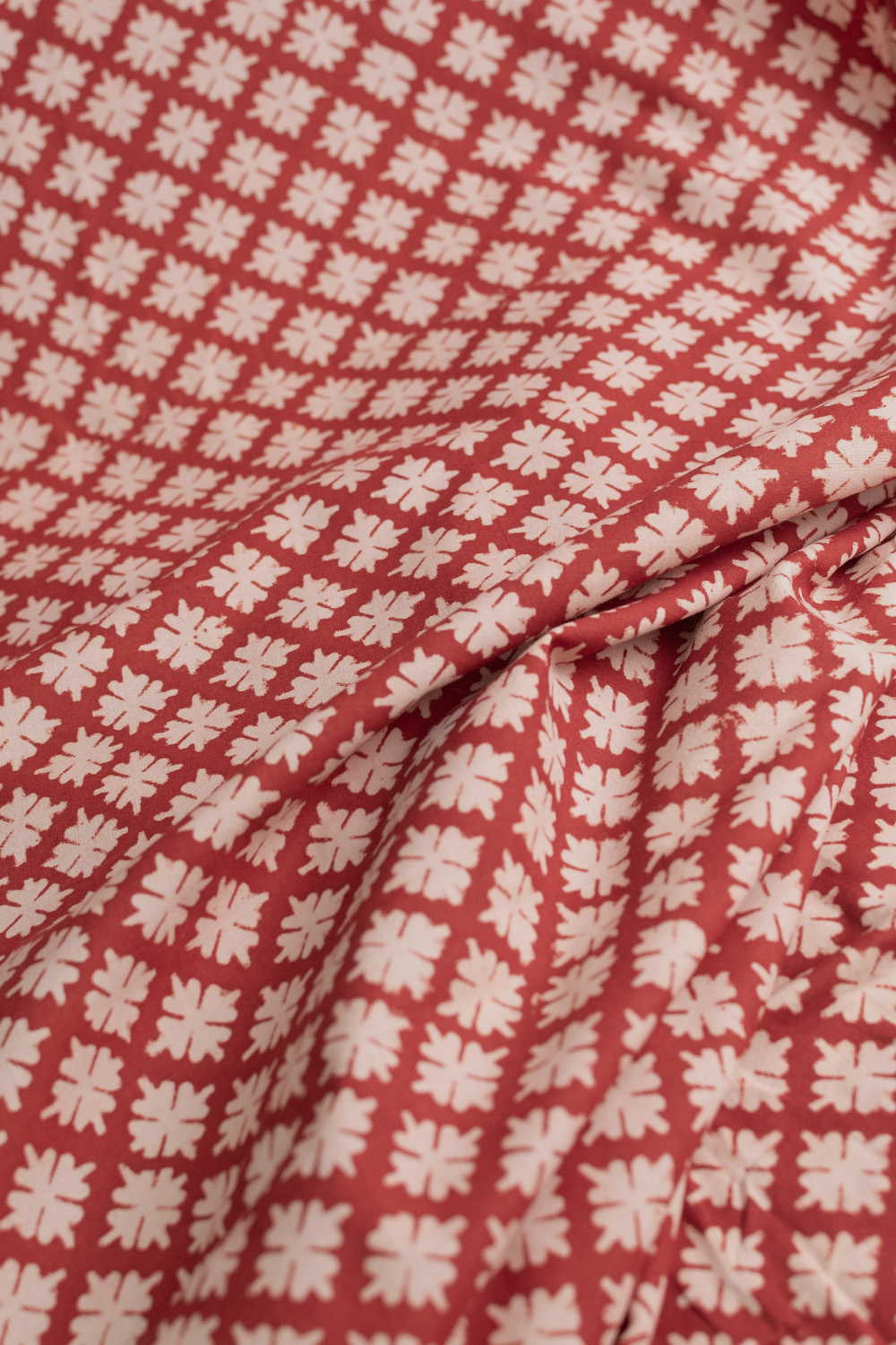 Rust Maroon Bagru Cotton Fabric - Image 3