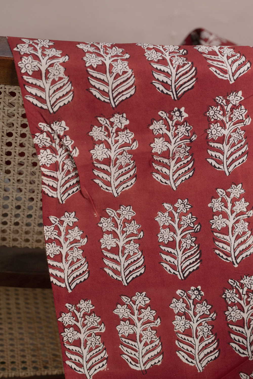 Big Butta on Maroon Bagru Cotton Fabric - Image 2