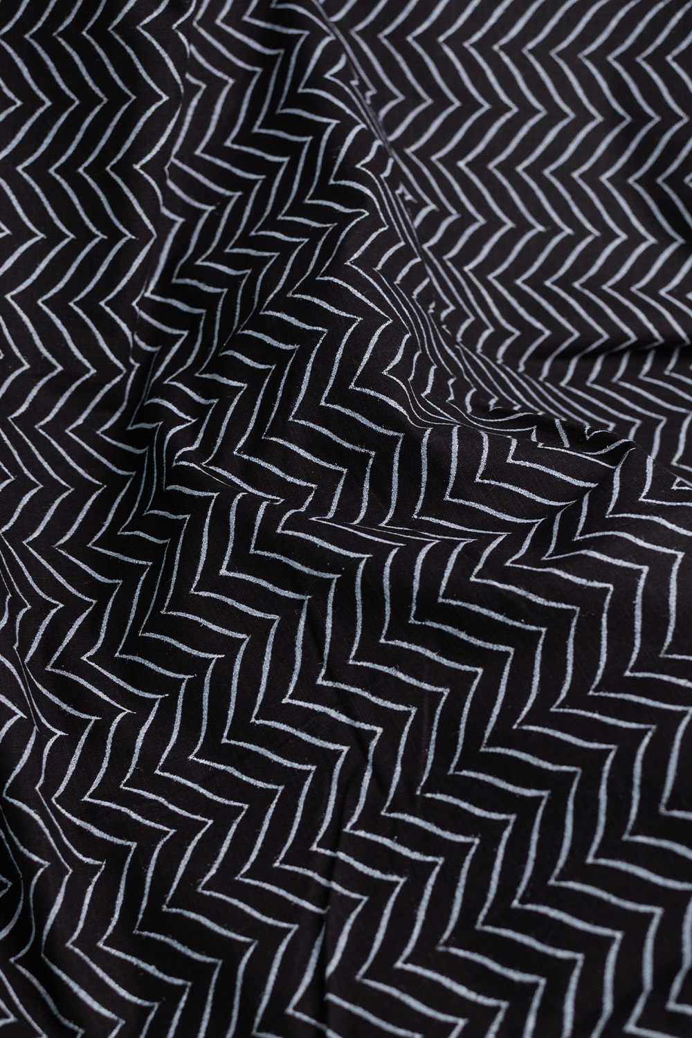 Pitch Black Bagru Cotton Fabric - Image 3