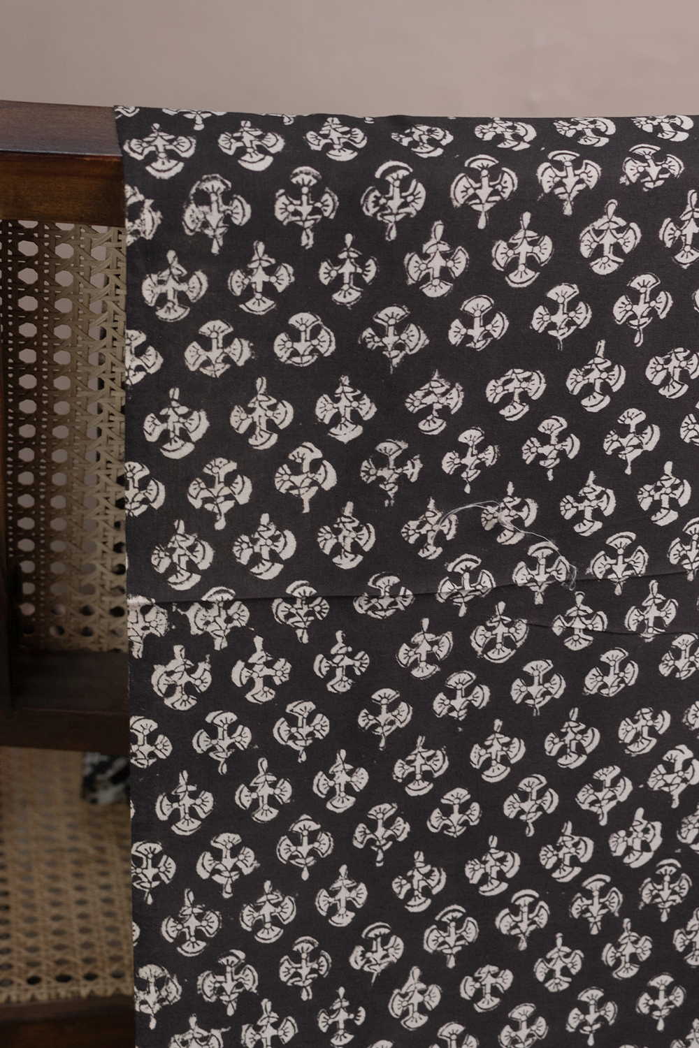 Midnight Buti Bloom Bagru Cotton Fabric