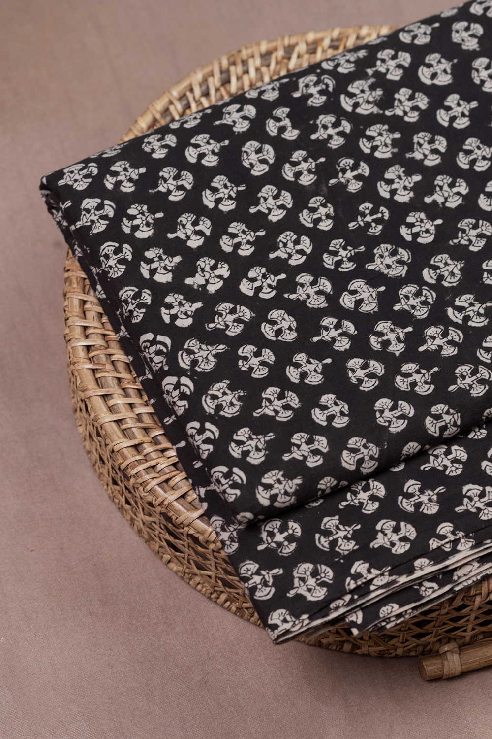 Midnight Buti Bloom Bagru Cotton Fabric - Image 2