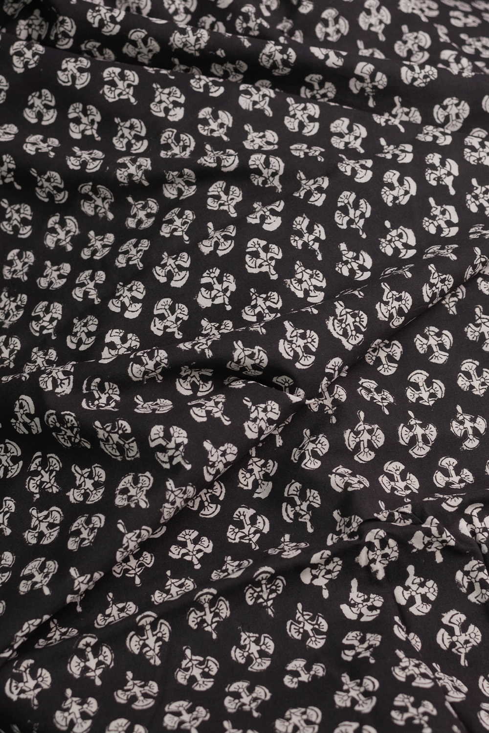 Midnight Buti Bloom Bagru Cotton Fabric - Image 3