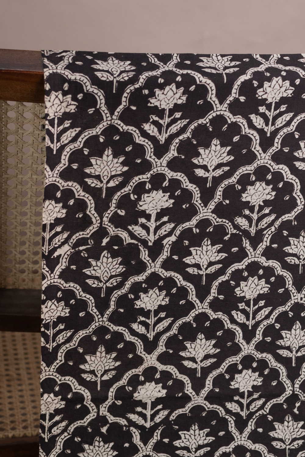 Intricate Design - Black Bagru Cotton Fabric