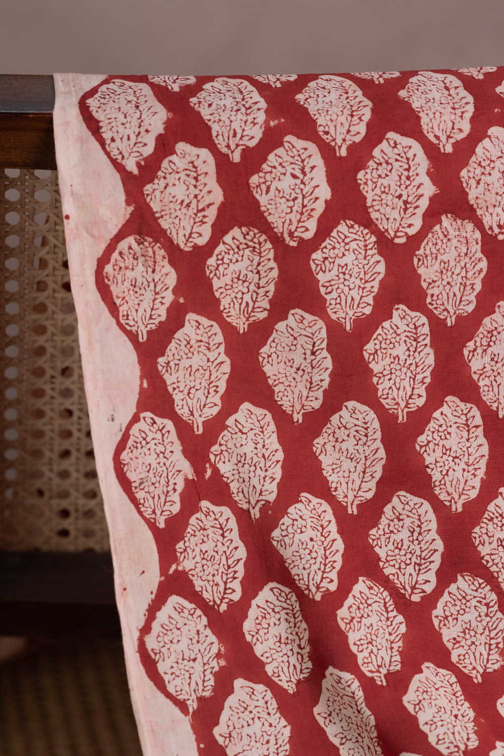Dark Maroon Bagru Cotton Fabric - Image 2