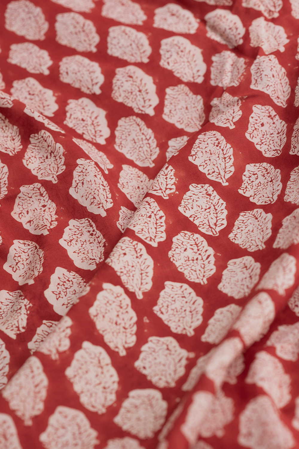 Dark Maroon Bagru Cotton Fabric - Image 3