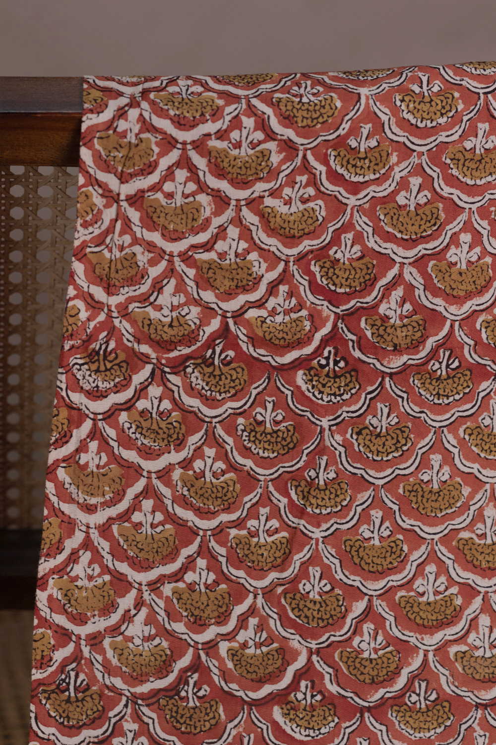 Intricate Maroon Bagru Cotton Fabric - Image 2