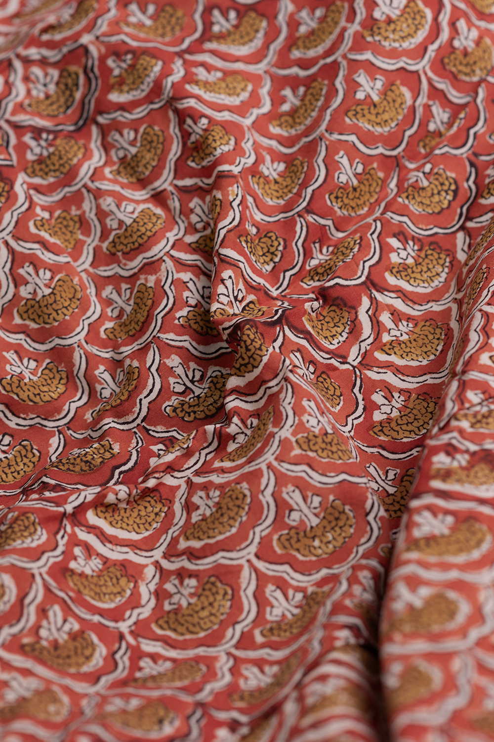 Intricate Maroon Bagru Cotton Fabric - Image 3