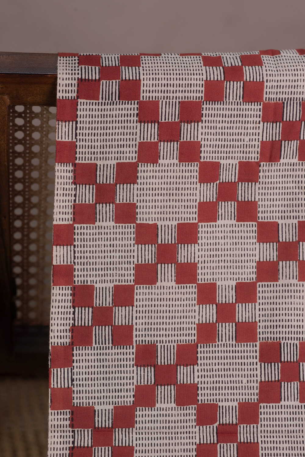 Mosaic Pattern - Maroon Bagru Cotton Fabric - 0.5M - Image 2