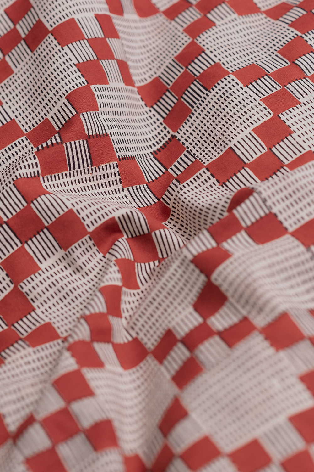 Mosaic Pattern - Maroon Bagru Cotton Fabric - 0.5M - Image 3