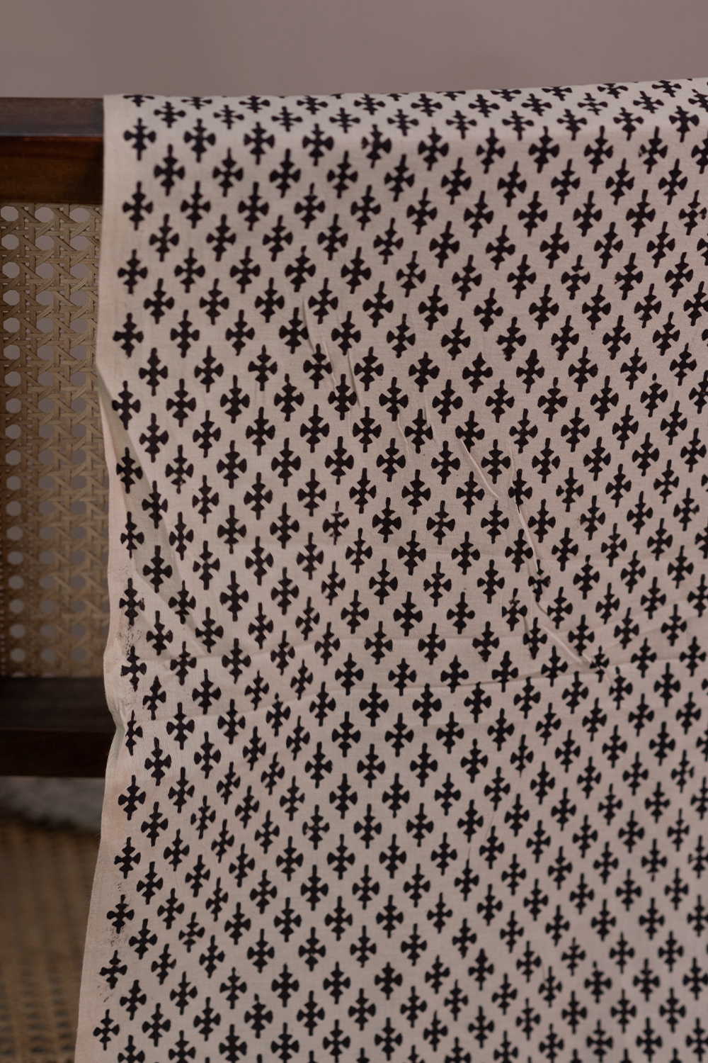 Cream with Motifs Bagru Cotton Fabric