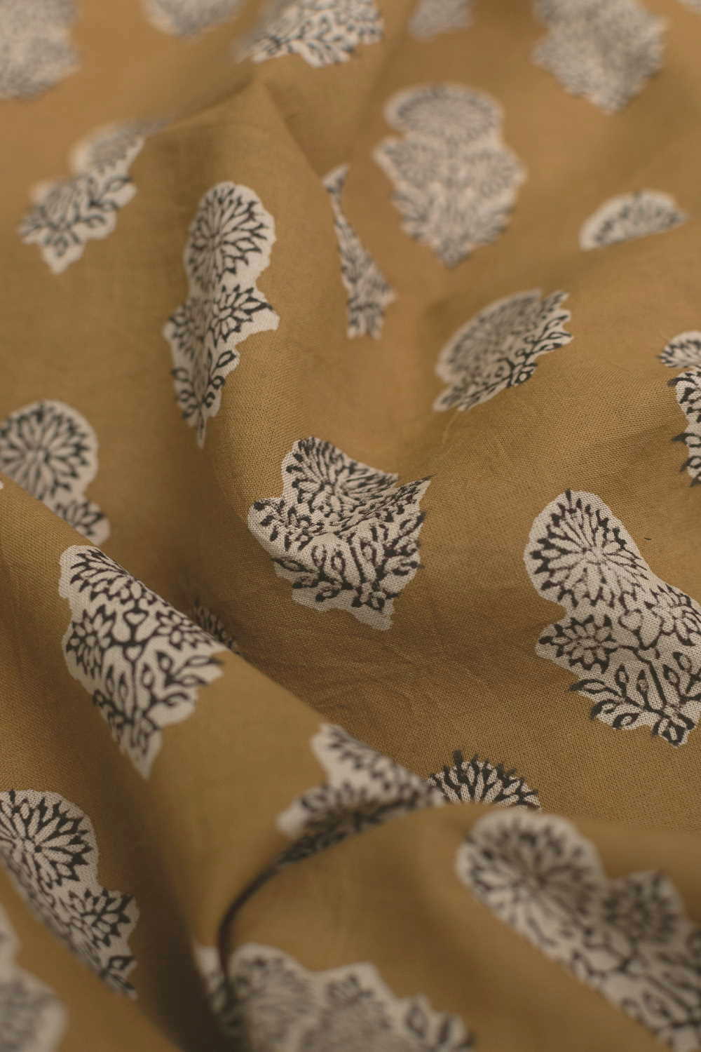 Mustard Yellow Bagru Cotton Fabric - Image 3