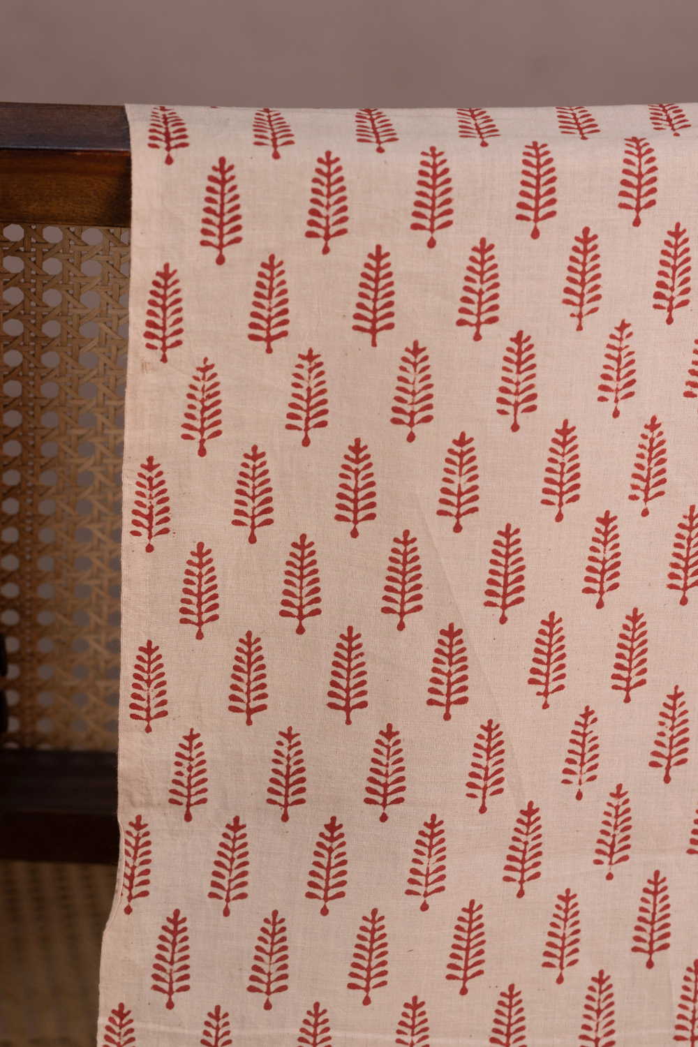 Maroon Buttas - Cream Bagru Cotton Fabric