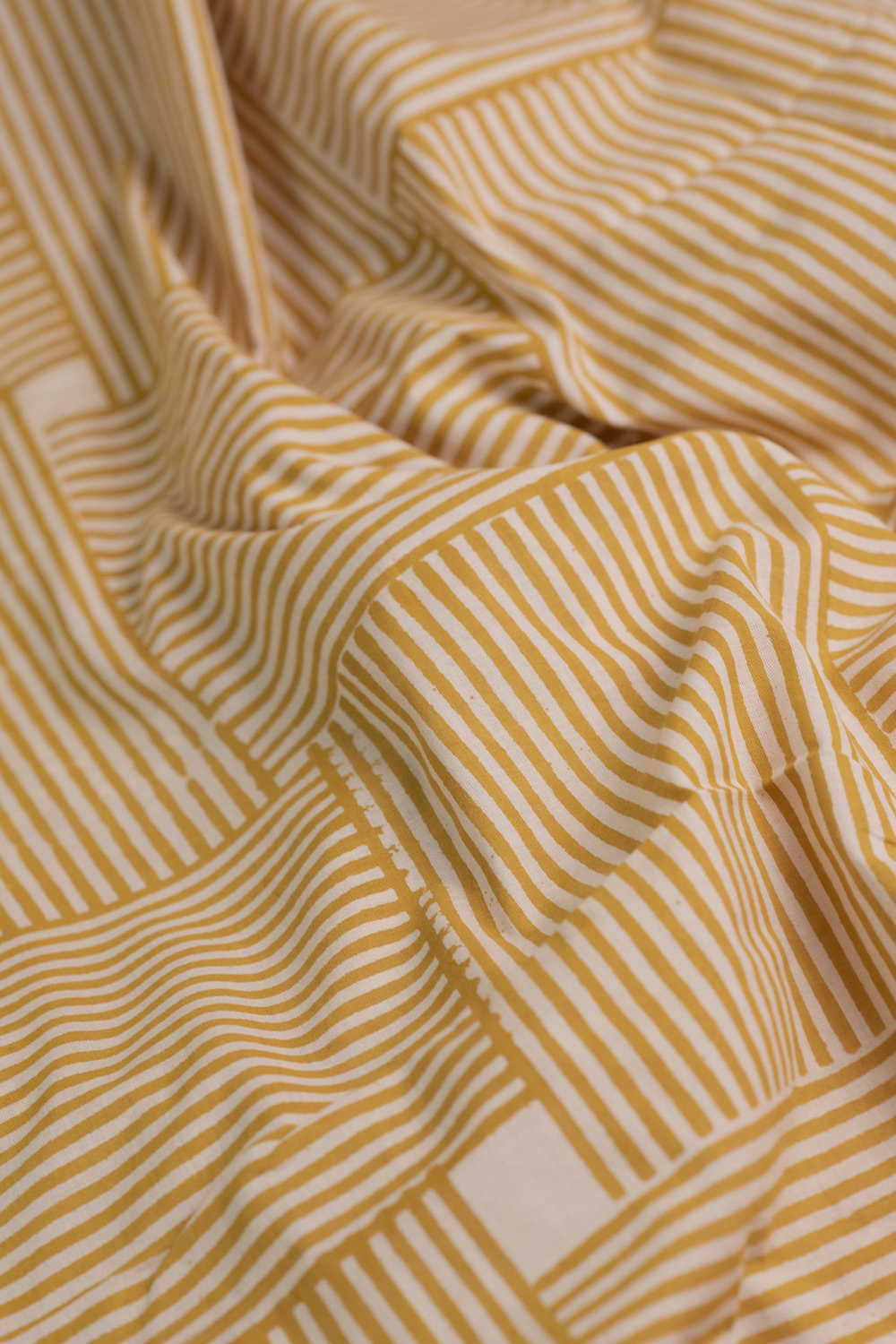 Yellow Lines Pattern Bagru Cotton Fabr - Image 3