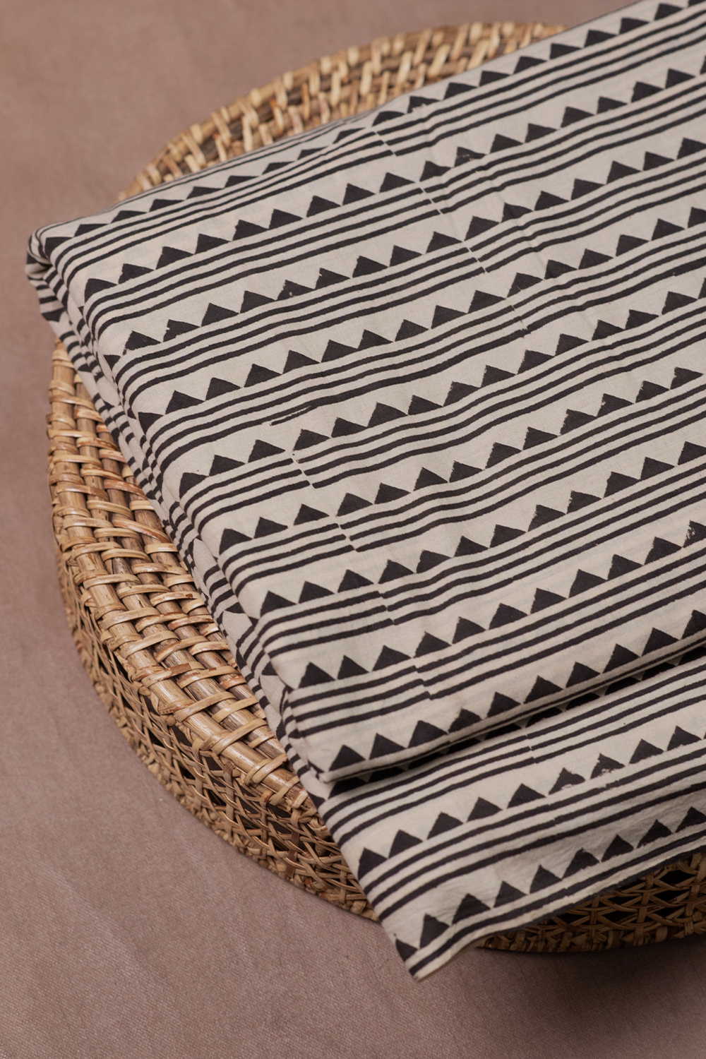 Black Stripe Pattern Bagru Cotton Fabric