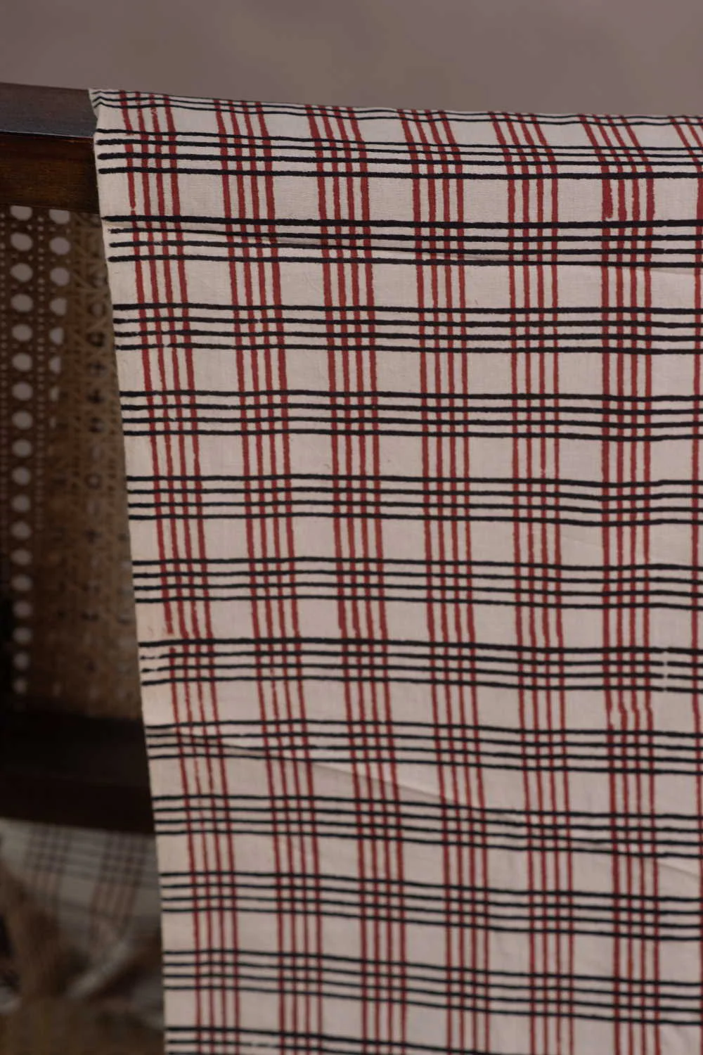 Grid Pattern Bagru Cotton Fabric - Image 2