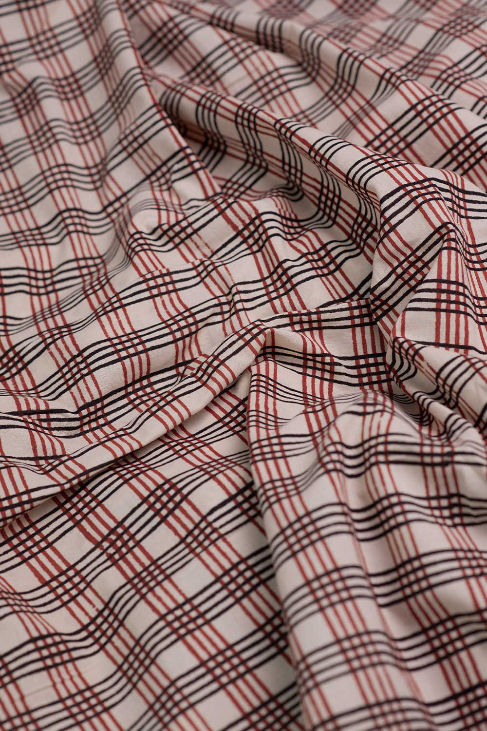 Grid Pattern Bagru Cotton Fabric - Image 3