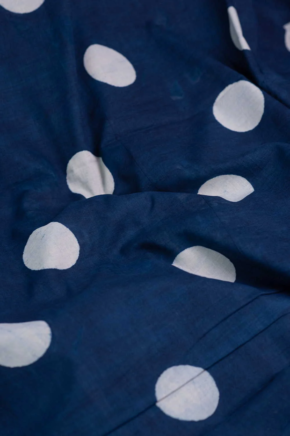 Indigo with Polka Bagru Cotton Fabric - Image 3